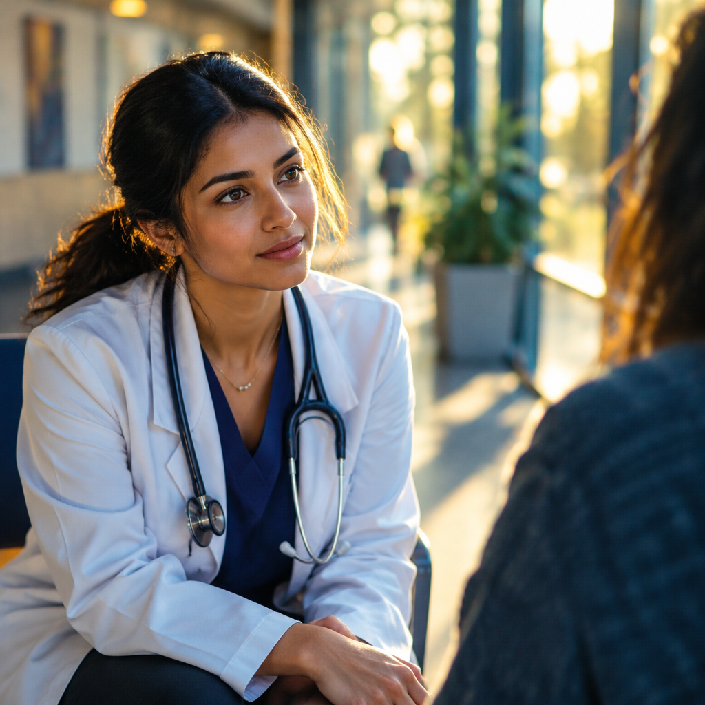Nurse practitioner listening